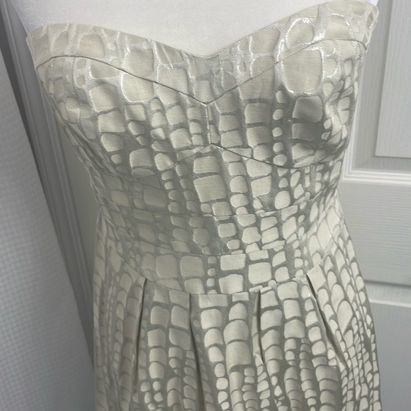 American Eagle Outfitters Cream /Silver Strapless A-line Dress - Picture 2 of 9